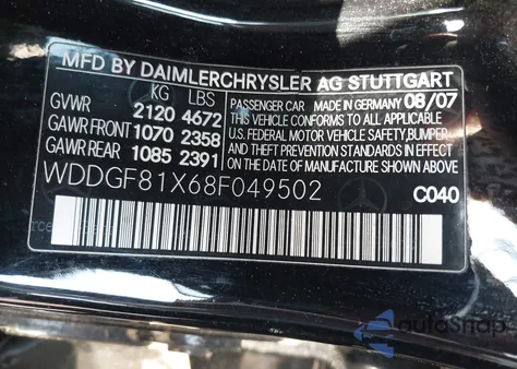 2008 Mercedes-Benz C 300 Luxury 4Matic/Sport 4Matic from USA, damaged, VIN WDDGF81X68F049502